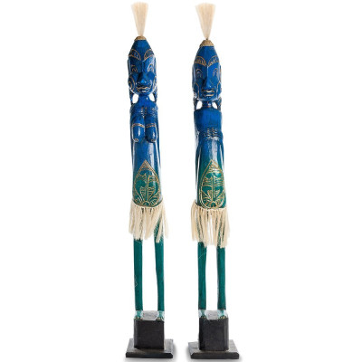 Комплект из 2-х деревянных статуэток Asmat Statuettes Blue Green