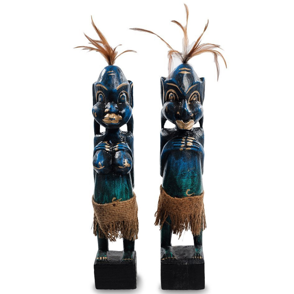 Комплект из 2-х деревянных статуэток Asmat Statuettes Dark Blue