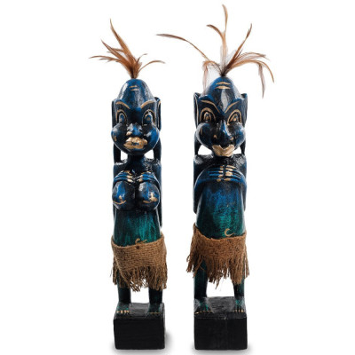 Комплект из 2-х деревянных статуэток Asmat Statuettes Dark Blue