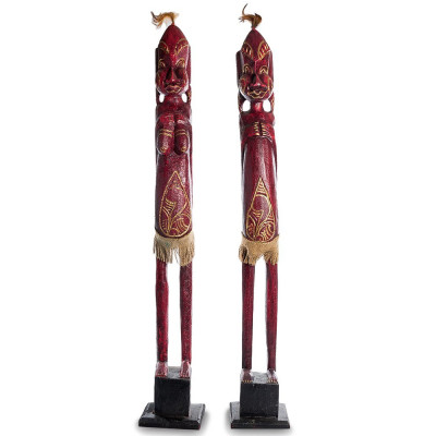 Комплект из 2-х деревянных статуэток Asmat Statuettes Red