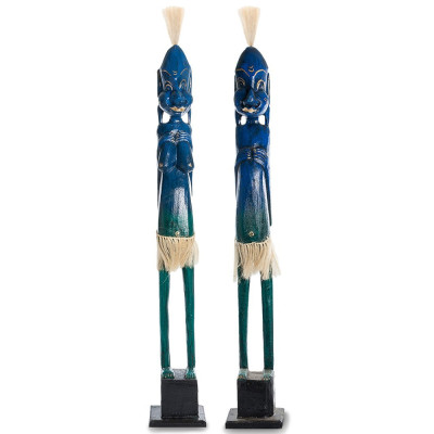 Комплект из 2-х деревянных статуэток Asmat Tall Statuettes Blue