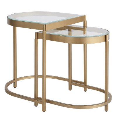 Комплект из 2-х приставных столиков на металлическом основании цвета латунь Ambassador