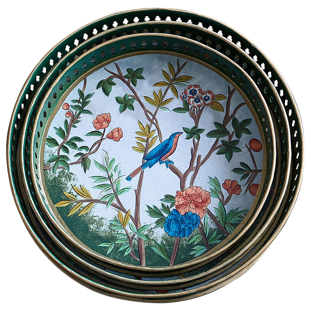 Комплект из 3-х подносов из металла в стиле Шинуазри Chinoiserie Flower