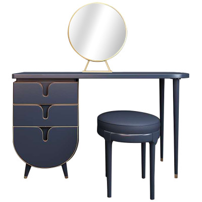 Комплект из туалетного стола, зеркала и пуфа Conna Dressing Table Blue