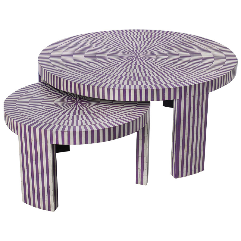 Комплект столиков Bone Inlay Round Violet
