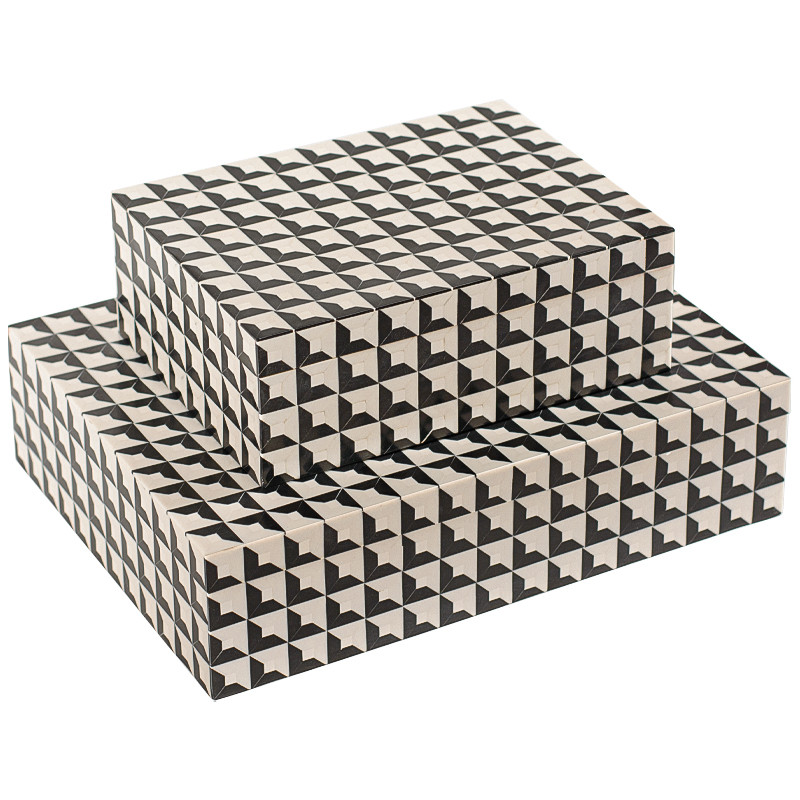 Комплект шкатулок Black White Square Bone Inlay