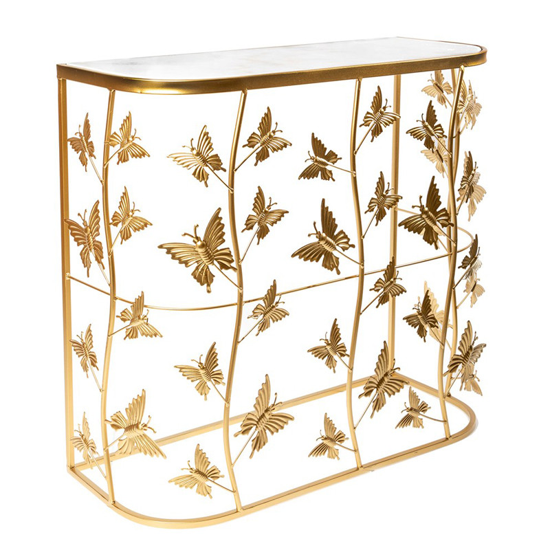 Консоль Gold Butterfly белый мрамор