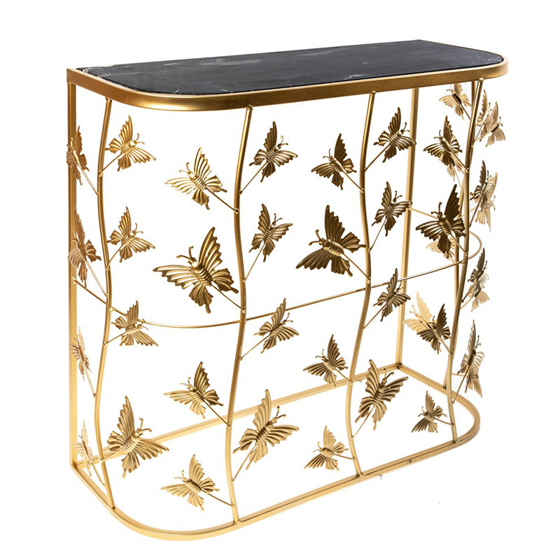 Консоль Gold Butterfly чёрный мрамор