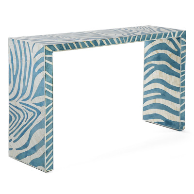 Консоль Дизайнерская Kenya Console ZEBRA Bone Inlay blue