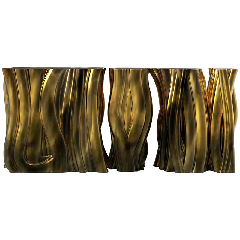 Консоль Модульная Monochrome Console Gold in Molded Fiberglass