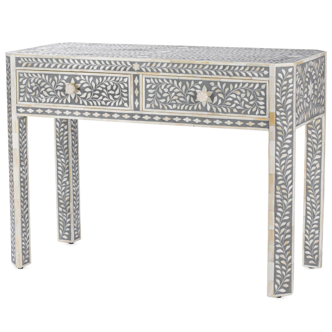 Консоль с ящиками отделка кость BONE INLAY CONSOL TABLE 2 DRAWER