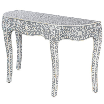 Консоль серый орнамент отделка кость BONE INLAY CONSOL TABLE