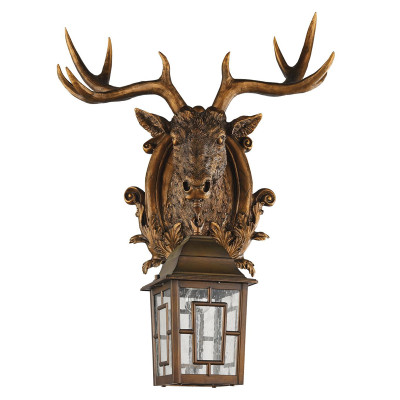 Коричневый уличный светильник с головой лося ANIMAL LANTERN