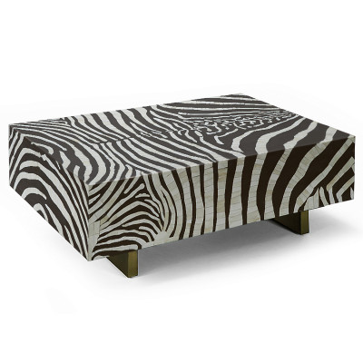 Кофейный стол Kenya Coffee Table Bone Inlay ZEBRA Black
