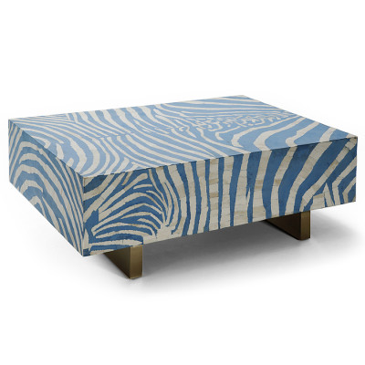 Кофейный стол Kenya Coffee Table Bone Inlay ZEBRA blue