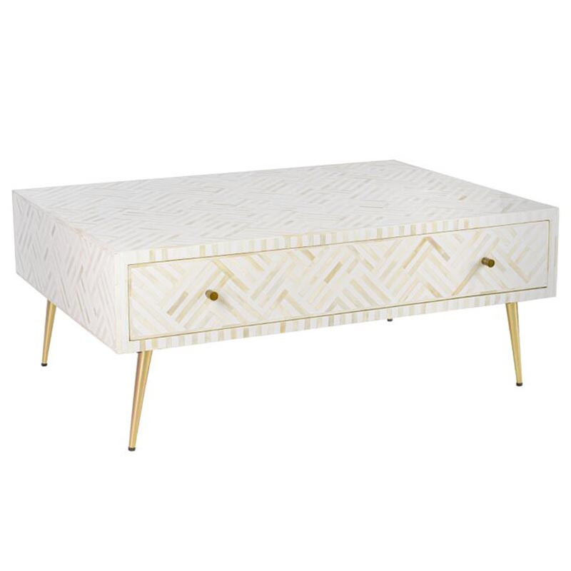Кофейный стол White Indian Bone Inlay Coffee Table