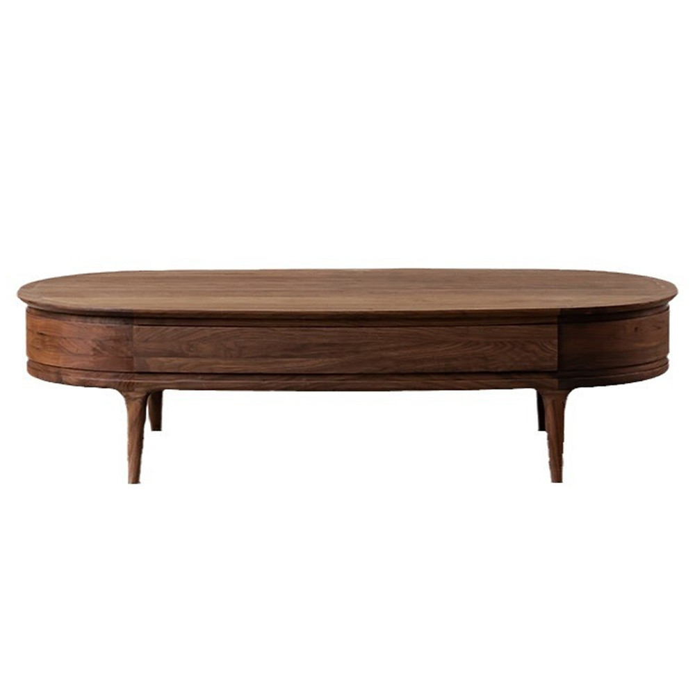 Кофейный стол овальный из дерева с 2-мя ящиками Coffee Walnut Table
