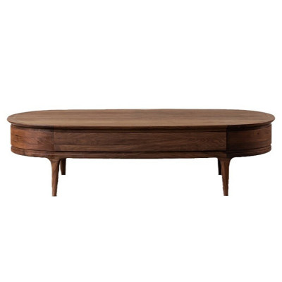 Кофейный стол овальный из дерева с 2-мя ящиками Coffee Walnut Table