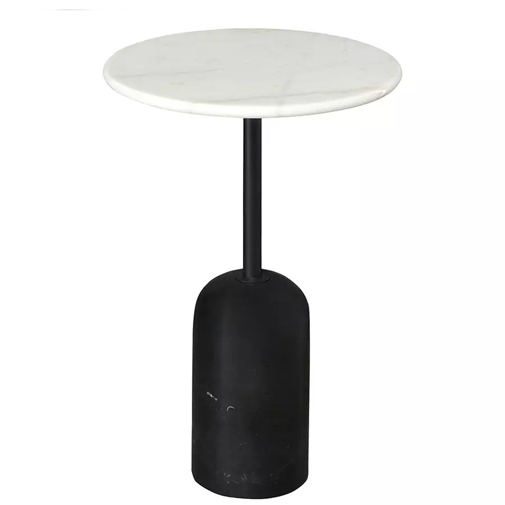 Кофейный столик с белой мраморной столешницей на черном основании Tall Coffee Black and White Table