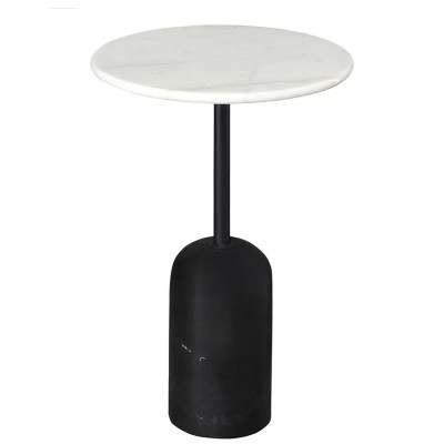 Кофейный столик с белой мраморной столешницей на черном основании Tall Coffee Black and White Table