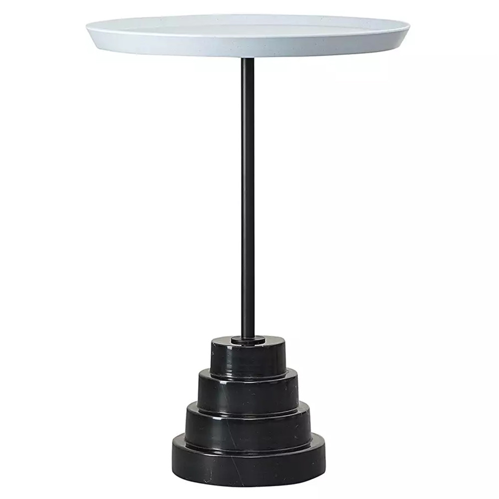 Кофейный столик с круглой столешницей и мраморным основанием Steel Reliability