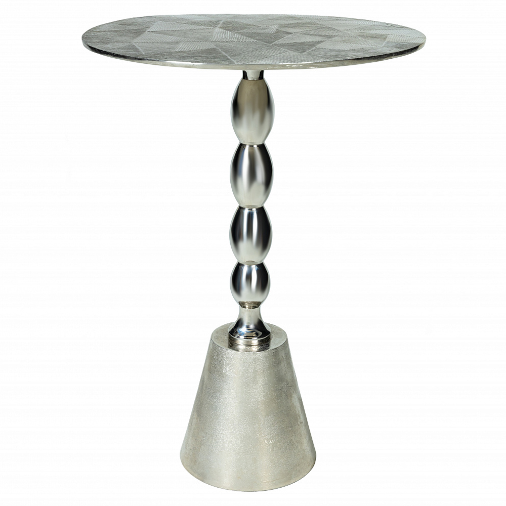Кофейный столик с рельефной столешницей из металла Aplika Silver