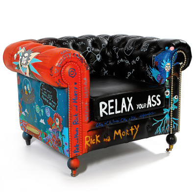 Кресло "Умный Умник" Rick and Morty graffiti chair натуральная кожа