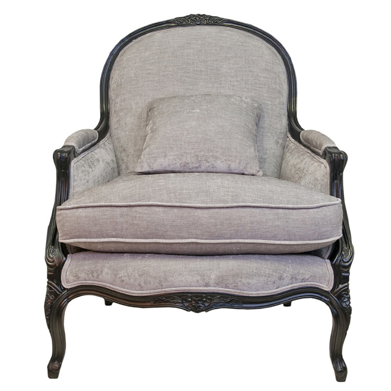 Кресло Ava Classical Armchair black and grey velour