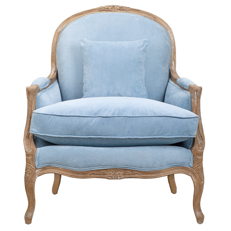 Кресло Ava Classical Armchair light blue velour