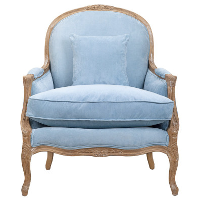 Кресло Ava Classical Armchair light blue velour