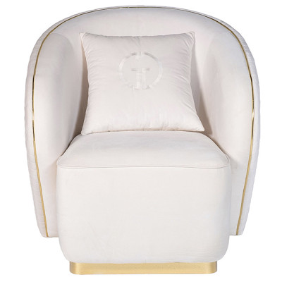 Кресло велюровое оттенка слоновой кости с простроченной спинкой Perfect Comfort