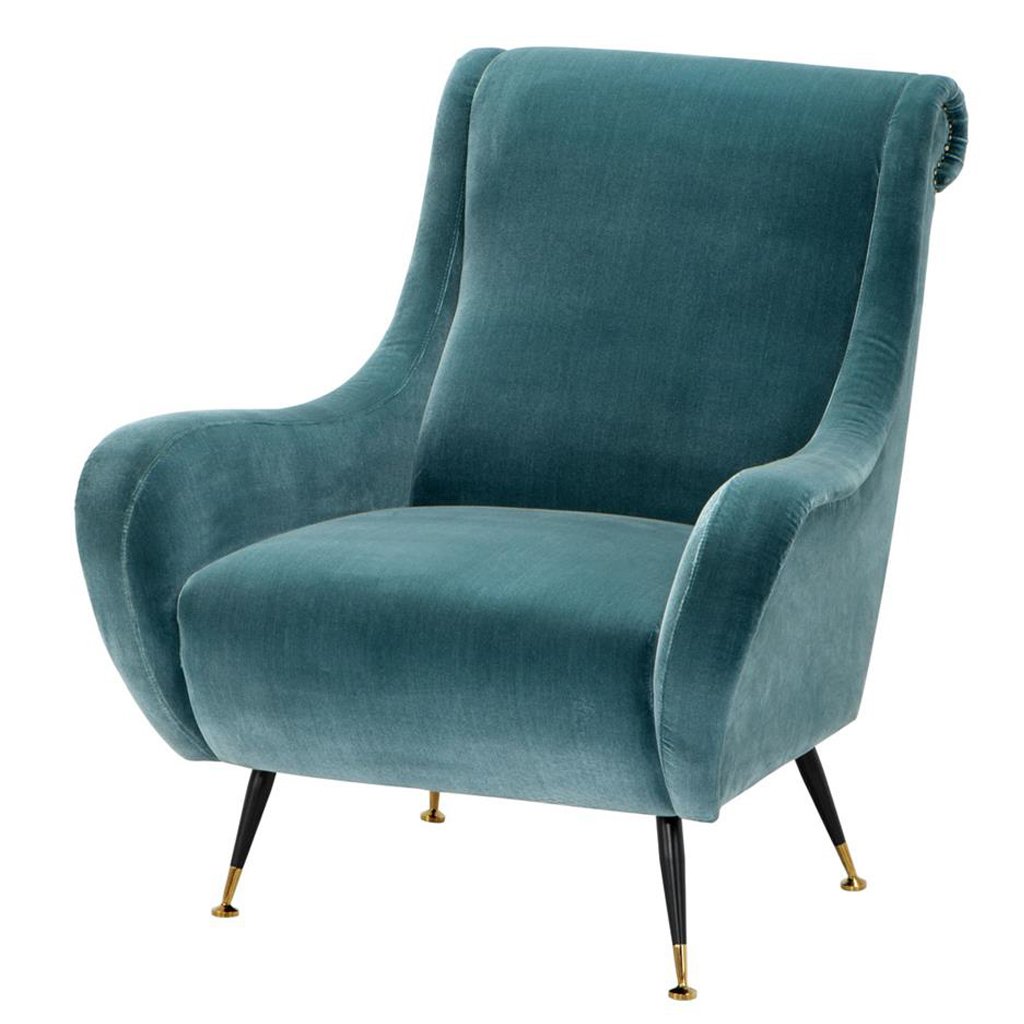 Кресло для гостиной Giardino Chair turquoise бирюзовый вельвет