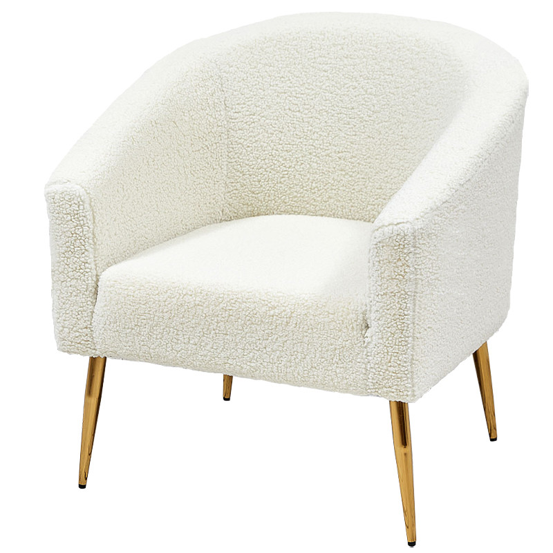 Кресло из белой ткани букле Boucle Luisa Armchair