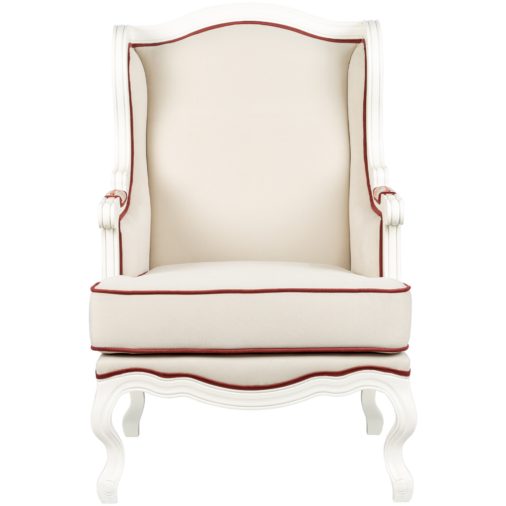 Кресло из массива бука бежевое с растительным орнаментом Raffael Beige Floral Armchair