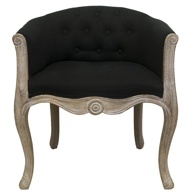 Кресло низкое в стиле прованс Louis French Armchair black flax