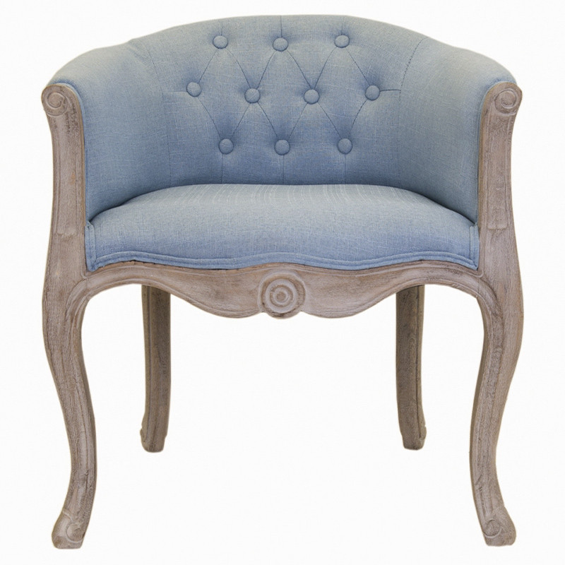 Кресло низкое в стиле прованс Louis French Armchair light blue flax