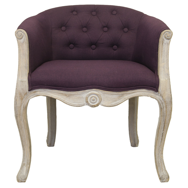 Кресло низкое в стиле прованс Louis French Armchair violet flax