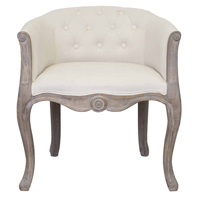 Кресло низкое в стиле прованс Бежевый Лен Louis French Armchair