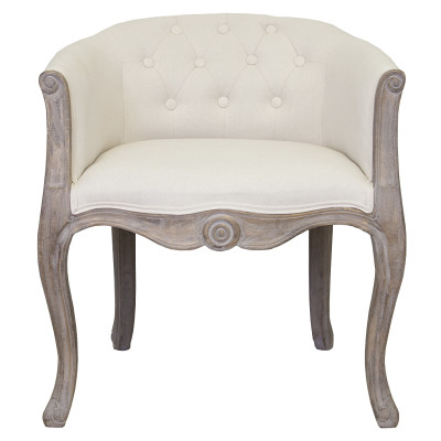 Кресло низкое в стиле прованс Бежевый Лен Louis French Armchair