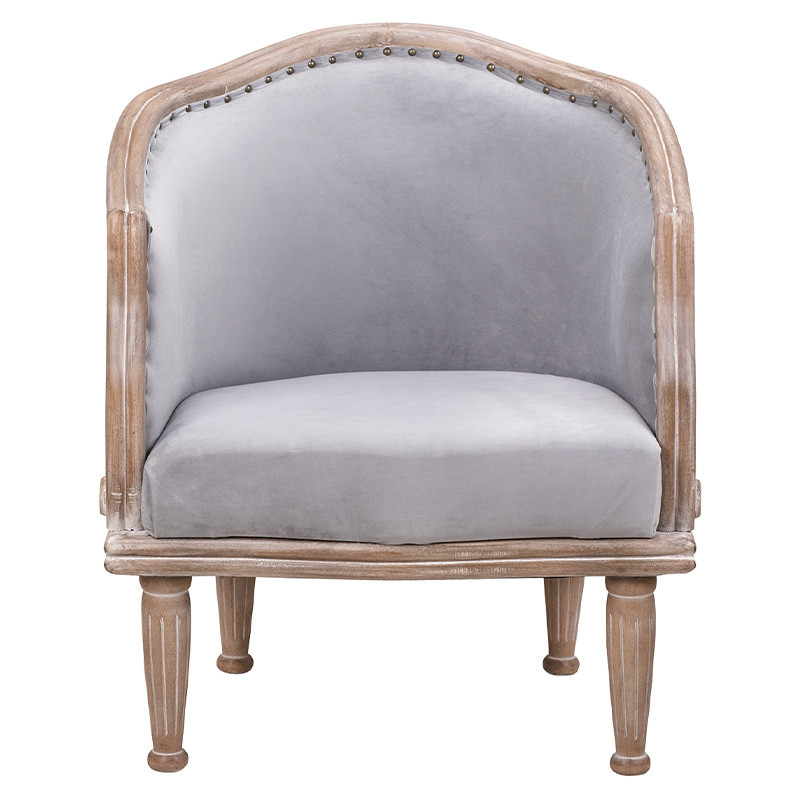 Кресло низкое с мягкой обивкой из велюра на 4-х деревянных ножках Emile Armchair grey