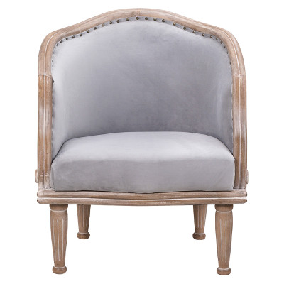 Кресло низкое с мягкой обивкой из велюра на 4-х деревянных ножках Emile Armchair grey