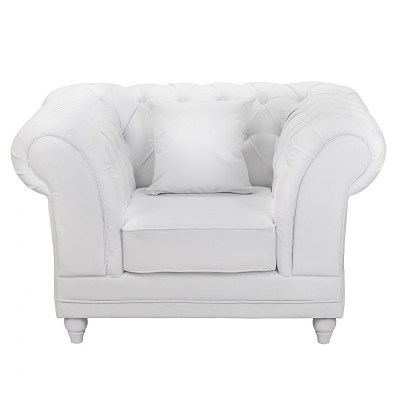 Кресло низкое с мягкой обивкой из велюра на 4-х ножках из массива березы Sophie Armchair white