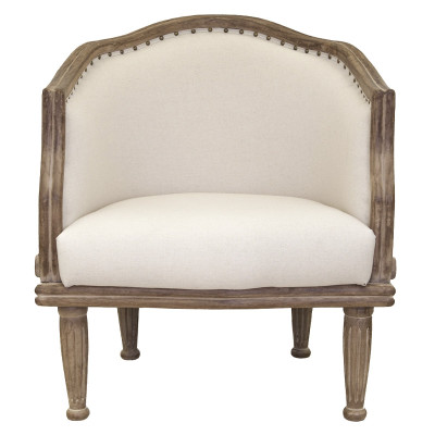 Кресло низкое с мягкой обивкой из льна на 4-х деревянных ножках Emile Armchair beige