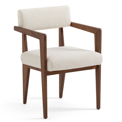 Кресло обеденное Alcove White Boucle из массива ореха