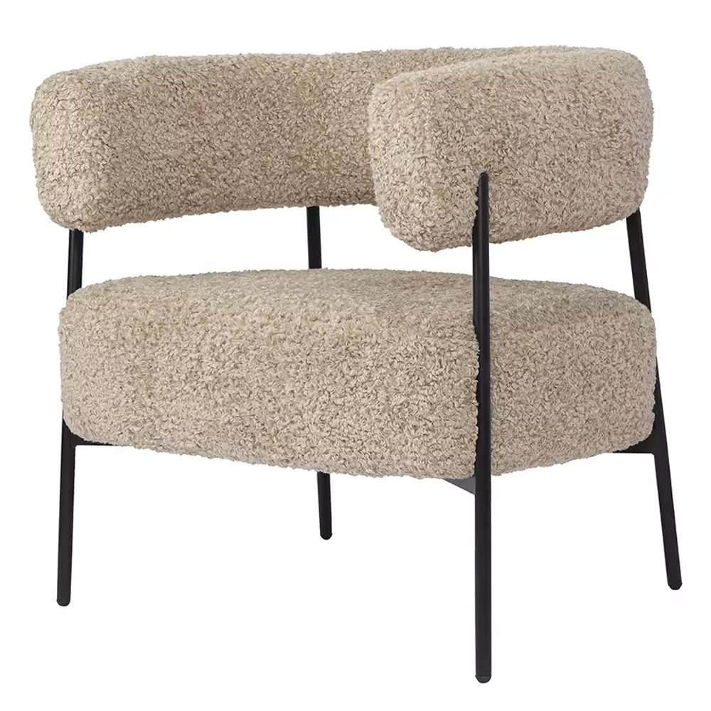 Кресло полукруглое мягкое с буклированной обивкой Armchair with Boucle Upholstery