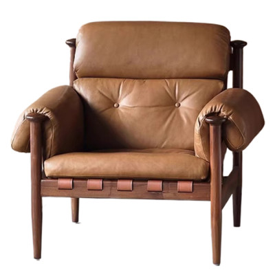 Кресло с деревянным каркасом и обивкой из натуральной кожи Medieval Furniture