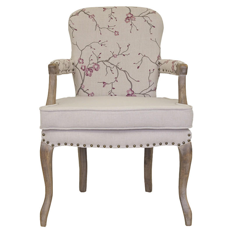 Кресло с изображением сакуры Aubrey Classical Armchair beige flax
