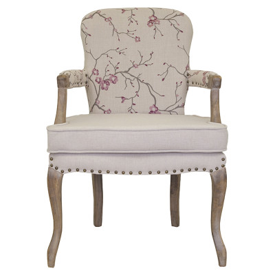 Кресло с изображением сакуры Aubrey Classical Armchair beige flax