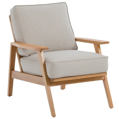 Кресло с каркасом из массива дуба Deniaud Oak Beige Armchair