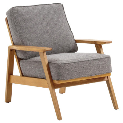 Кресло с каркасом из массива дуба Deniaud Oak Grey Armchair